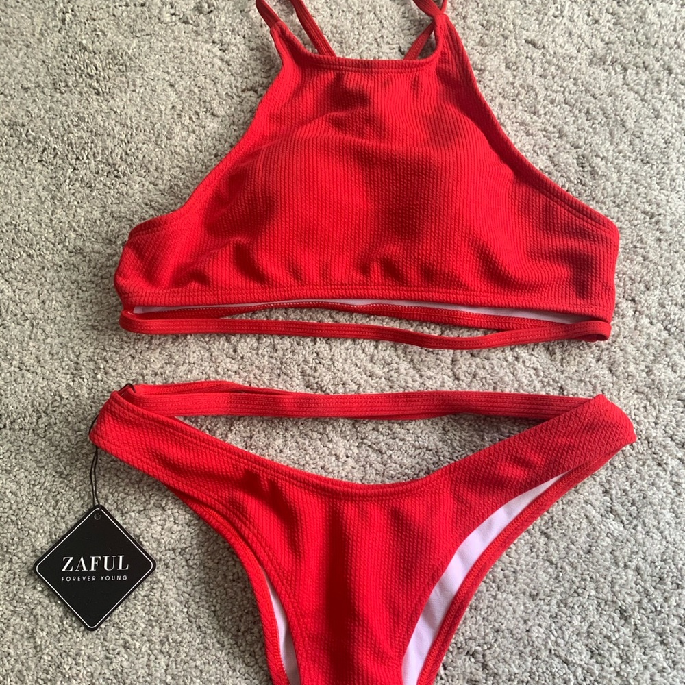 Red High Neck Bikini NWT